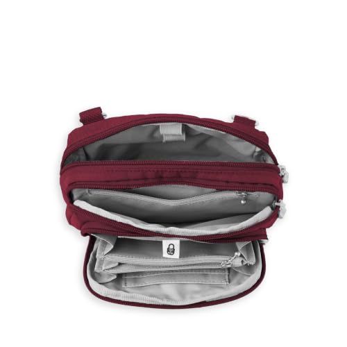 Baggallini Triple Zip with Front Wallet/Trifecta RFID Wallet Crossbody - color: Jam