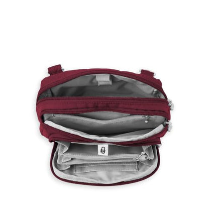 Baggallini Triple Zip with Front Wallet/Trifecta RFID Wallet Crossbody - color: Jam