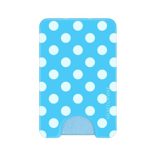 VELVET CAVIAR compatible with MagSafe Wallet - Magnetic Card Holder - color: Aquamarine Polka Dot