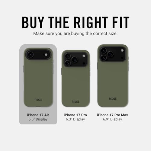 Ridge Case Compatible with iPhone 17 AIR - Compatible with MAGSAFE & Wireless Charging, Aluminum Control Buttons, Dual-Layer Construction, TPU Bumper with Drop Protection (Matte Olive) - color: Matte Olive, size: iPhone Air