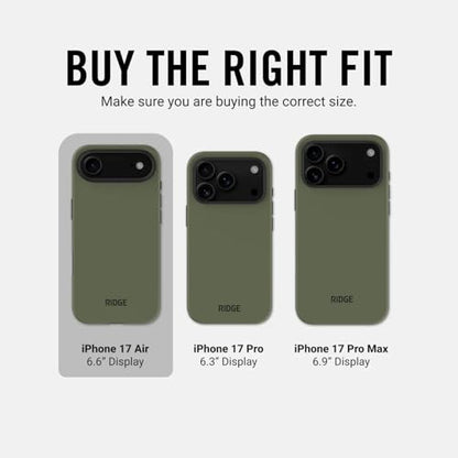 Ridge Case Compatible with iPhone 17 AIR - Compatible with MAGSAFE & Wireless Charging, Aluminum Control Buttons, Dual-Layer Construction, TPU Bumper with Drop Protection (Matte Olive) - color: Matte Olive, size: iPhone Air