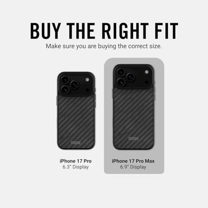 Ridge Case Compatible with iPhone 17 PRO MAX - Compatible with MAGSAFE & Wireless Charging, Aluminum Control Buttons, Dual-Layer Construction, TPU Bumper with Drop Protection (Matte Black) - color: Matte Black, size: iPhone 17 Pro Max