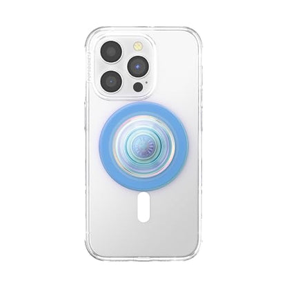 PopSockets Phone Grip for MagSafe with Kickstand, Magnetic Stand, Swappable Top, Secure Hold for iPhone MagSafe Cases, Phone & Tablet Grip - Blue Opalescent Translucent - color: Blue Opalescent