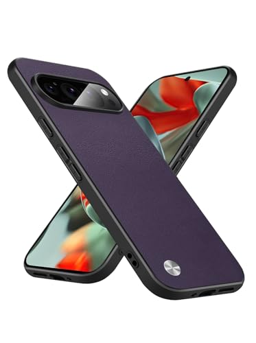 Slim Fit Case for Google Pixel 9 Pro XL, Soft TPU Edges + Faux Leather Back Cover, Anti-Fingerprint Scratch Shockproof Camera Protective for Google Pixel 9 Pro XL Phone Case (Purple) - color: Purple, size: Google Pixel 9 Pro XL
