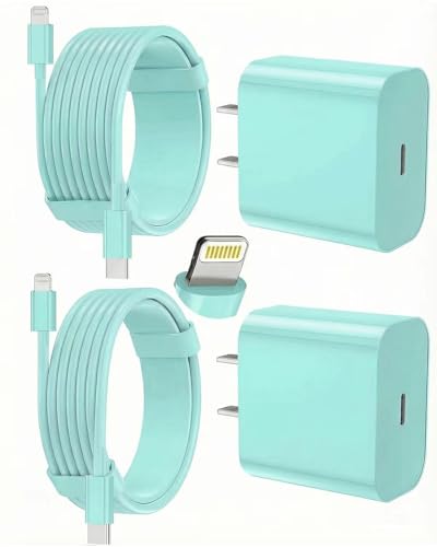 iPhone Charger Fast Charging, USB C Charger Block, 6FT/10FT Lightning Cable - color: green