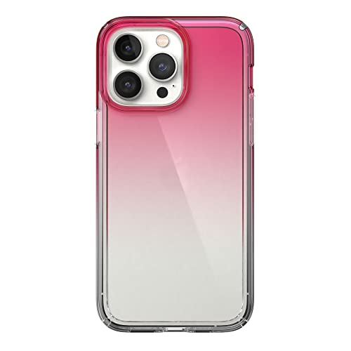 Speck Clear iPhone 14 Pro Max Case - Drop Protection, Scratch Resistant Dual Layer Slim Phone Case for 6.7 Inch iPhones - Anti-Yellowing & Anti-Fade Case - Ombre Digital Pink Fade/Clear GemShell - color: Digital Pink Fade