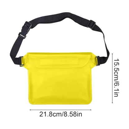 Waterproof Phone Bag, 3 Layer Sealed Submersible Pouch Touchscreen Swimming Case Adjustable Crossbody Waist Pack - color: Yellow