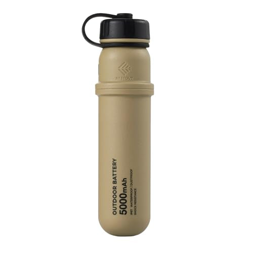 NESTOUT Rugged Portable Charger, 5000mAh Outdoor Battery Power Bank, 15W USB C Fast Charging, Waterproof IP67, Durable Shockproof, Tactical Battery Pack for Phone Military EDC Hiking Camping (Beige) - color: Beige