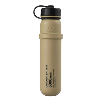 NESTOUT Rugged Portable Charger, 5000mAh Outdoor Battery Power Bank, 15W USB C Fast Charging, Waterproof IP67, Durable Shockproof, Tactical Battery Pack for Phone Military EDC Hiking Camping (Beige) - color: Beige