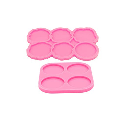 2PC Resin Mould for Badge Reel 1.7in Epoxy Silicone Irregular Circle Molds and Round Molds for Phone Stand Grip Top, DIY Craft Casting Art (YMDY0533+DY1627) - color: YMDY0533+DY1627