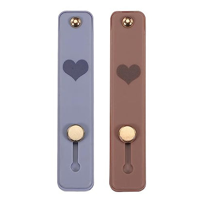 MECCANIXITY 2 Pcs Phone Loop Finger Holder Silicone Phone Strap Grip Holder Cell Phone Grip Stand for Most Smartphones Light Brown,Gray Blue - color: Light Brown,Gray Blue