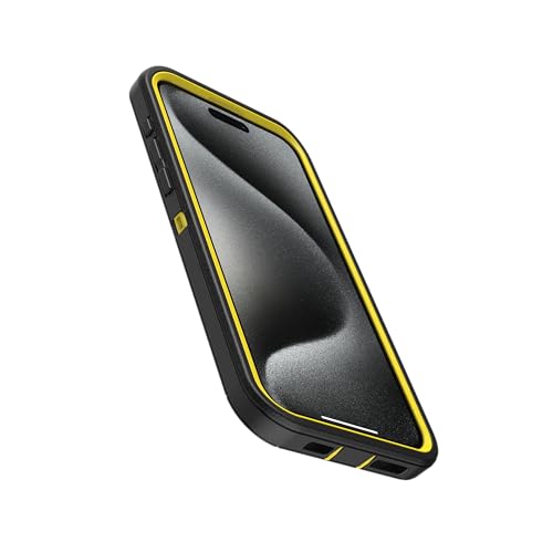 OtterBox iPhone 15 Pro Max (Only) - Defender Series Case - Night (Black & Yellow) - Screenless - Rugged & Durable - with Port Protection - Holster Clip Includes - Non-Retail Packaging - color: Night (Black & Yellow)
