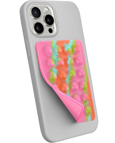 StickyGrippy Suction Phone Case Mount, Sillicon Adhesive Phone Accessory for iPhone and Android, Hands-Free Fidget Toy Mirror Shower Phone Holder, Tiktok Videos and Selfies (Rainbow) - color: Rainbow