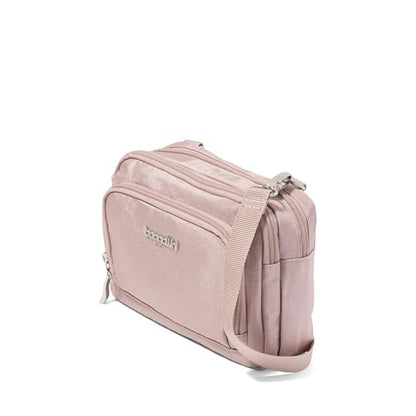 Baggallini Triple Zip with Front Wallet/Trifecta RFID Wallet Crossbody - color: Blush Shimmer