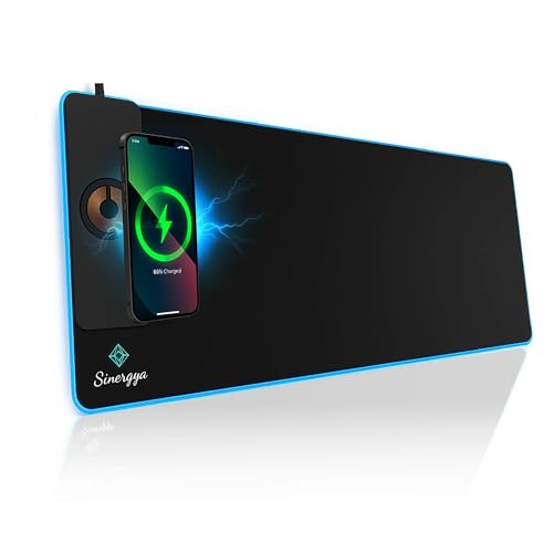 Wireless Charging RGB Gaming Mouse Pad 15W, LED XXL Mouse Pad 35.43x15.75x0.16 in, Light Modes Extra Large Mousepad Non-Slip Rubber Base Computer Keyboard Mat for Gaming, MacBook, PC, Laptop