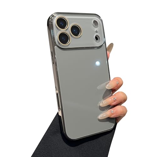 Caseative for iPhone 17 Pro Case, Gray | Solid Color Electroplated Frame with Crystal Camera Lens Protection - color: Gray