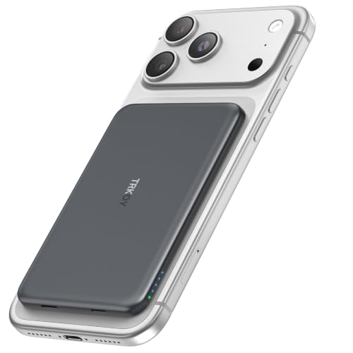 for Magsafe Portable Charger, 5000mAh Slim Wireless Magnetic Power Bank | Travel Essential for MagSafe Battery Pack with USB C Charging, Compatible with 17/16/15/14/13/12 Series (Graphite Gray) - color: Graphite Gray
