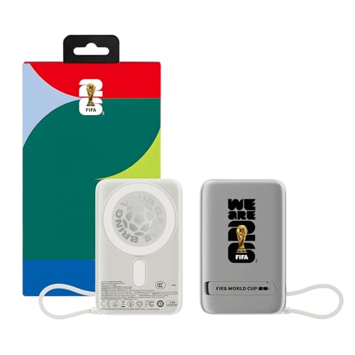 2026 FIFA Licensed 10000mAh Magnetic Power Bank with Built-in Cable and Stand, 15W Wireless Battery Pack for iPhone 17/16 Series, Apple Watch, FIFA World Cup 2026 Official Merchandise,Titanium Silver - color: Titanium Silver