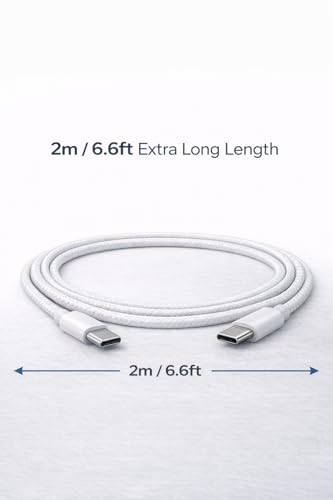 USB C Cable 2M (6FT) 2-Pack Fast Charging USB C to USB C Cable for Samsung Galaxy S23 S24 iPad USB-C Devices Durable Charging Cord