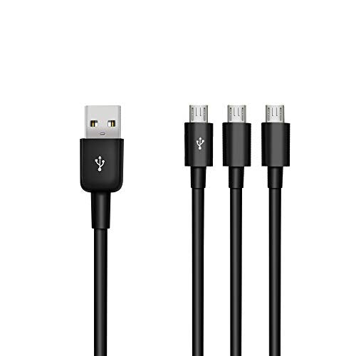 Duttek USB to Micro USB Splitter Cable, 3 in 1 USB 2.0 A Male to Three Micro USB Male 1 to 3 Sync Charging Cable Adapter Cord (25CM/10 Inch) - color: Black, style: 3 in 1