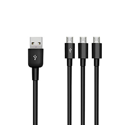 Duttek USB to Micro USB Splitter Cable, 3 in 1 USB 2.0 A Male to Three Micro USB Male 1 to 3 Sync Charging Cable Adapter Cord (25CM/10 Inch) - color: Black, style: 3 in 1