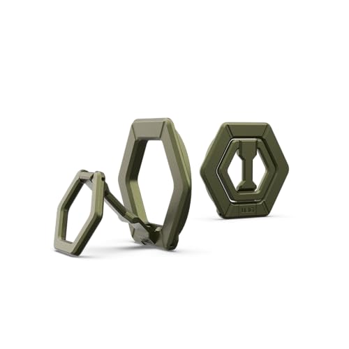URBAN ARMOR GEAR UAG Magnetic Phone Ring Stand Compatible with MagSafe Magnet, Removable Metal Finger Ring Grip & 360 Rotation Adjustable Kickstand for iPhone 17, Galaxy S26, Olive Drab