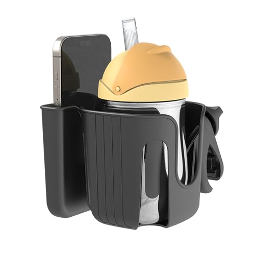 2-in-1 Universal Cup and Phone Holder for Uppababy Nuna Doona Strollers, Bikes, Wheelchairs, Walkers, Scooters - Adjustable Drink Holder