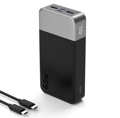 NOBIS 20000mAh Portable Charger 65W Power Bank Fast Charging - color: Black