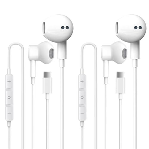 2 Pack USB C Headphones for iPhone 17 with Microphone & Remote Control