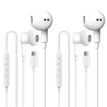 2 Pack USB C Headphones for iPhone 17 with Microphone & Remote Control