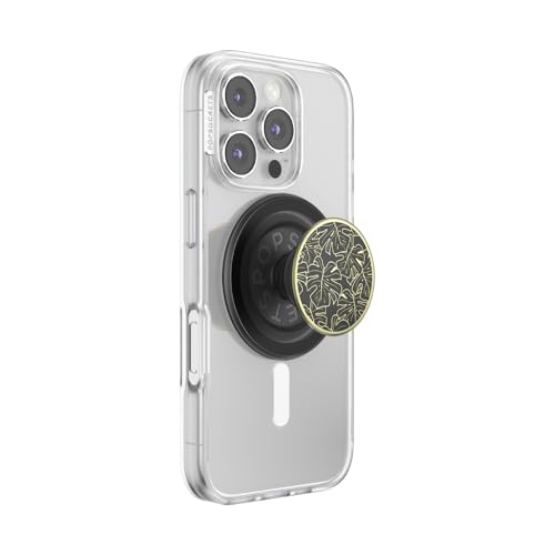 PopSockets Phone Grip for MagSafe, Magnetic Holder- Monstera - color: Monstera Black