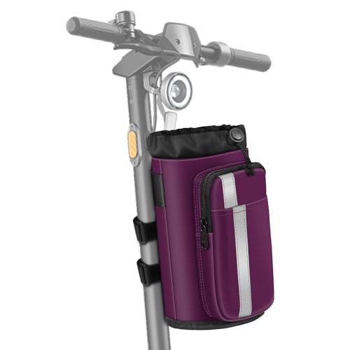 FINPAC Cup Holder for Bike, Universal Water Bottle Holder w/Phone Pockets - color: Purple