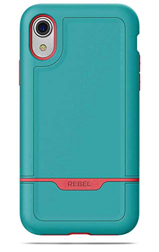 ENCASED Protective iPhone XR Case (Military Grade) Full Body Heavy Duty Protection (2018 Rebel Armor) (Ocean Teal Pink) - color: Teal