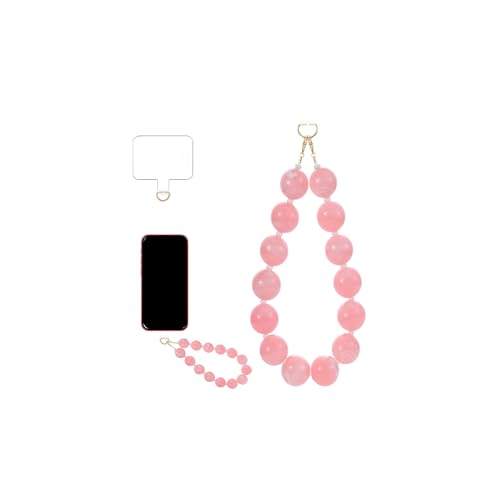 Marble Beaded Phone Wrist Strap Colorful Phones Charm Anti Theft Phones Chain Detachable Hand-Free Y2k Tops - color: Pink