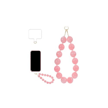 Marble Beaded Phone Wrist Strap Colorful Phones Charm Anti Theft Phones Chain Detachable Hand-Free Y2k Tops - color: Pink