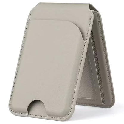 Magnetic Wallet for Mag-Safe with Adjustable Stand, 5 Card Holder, RFID Blocking,Upgraded Leather Card Holder Wallets Compatible with iPhone 17 16 15 14 13 12 Series - color: Grey folding support