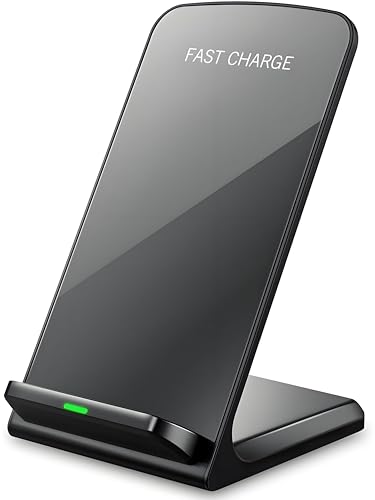 Android Wireless Cell Phone Charging Station 15W Fast - Qi-Certified Charger Stand for Samsung Galaxy Google Pixel Motorola Razr OnePlus Ulefone (Black)