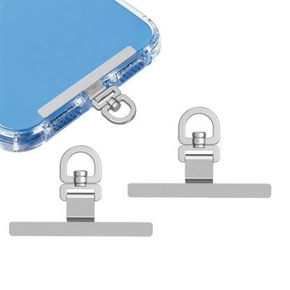 2 Pack Stainless Steel Phone Tether Tabs - Universal Lanyard Patches for phone cases, Phone Lanyard Tab - color: Silver