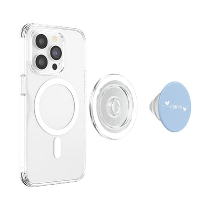 Cute Mama Lettering Hearts Mom Blue PopSockets PopGrip for MagSafe - style: Magnetic PopGrip