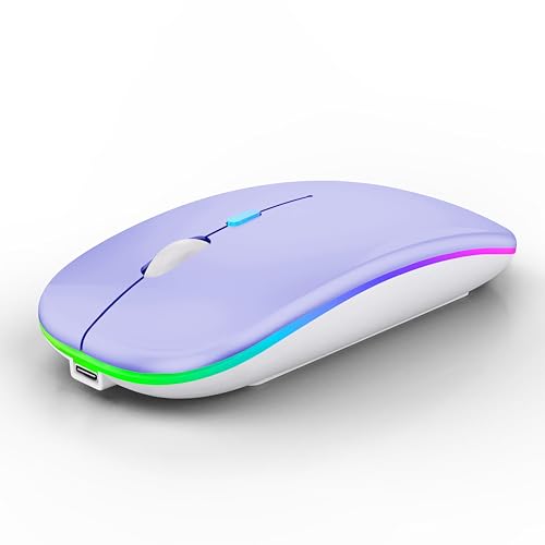 WREANU Wireless Bluetooth Mouse, Rechargeable Laptop Mice, Purple - color: Purple Wireless Bluetooth Mouse
