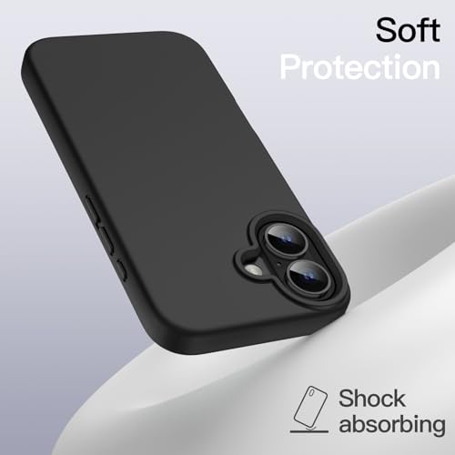 JETech Silicone Case for iPhone 16, Black | Silky Soft Touch, Shockproof Protection, Scratch Resistant, Microfiber Lining - color: Black, size: iPhone 16