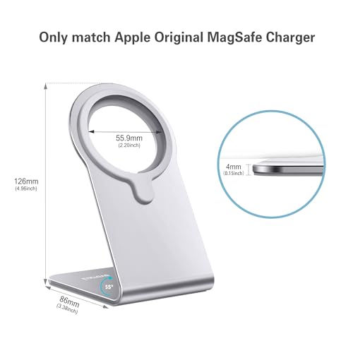 Stand for MagSafe Charger, CreaDream Aluminum Stand Holder for iPhone 16 15 14 13 12 Series, Magsafe Accessories Compatible with iPhone 16 15 14 13 12 Plus, Pro, Pro Max [MagSafe Charger Not Included] - color: Silver