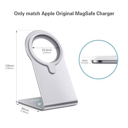 Stand for MagSafe Charger, CreaDream Aluminum Stand Holder for iPhone 16 15 14 13 12 Series, Magsafe Accessories Compatible with iPhone 16 15 14 13 12 Plus, Pro, Pro Max [MagSafe Charger Not Included] - color: Silver