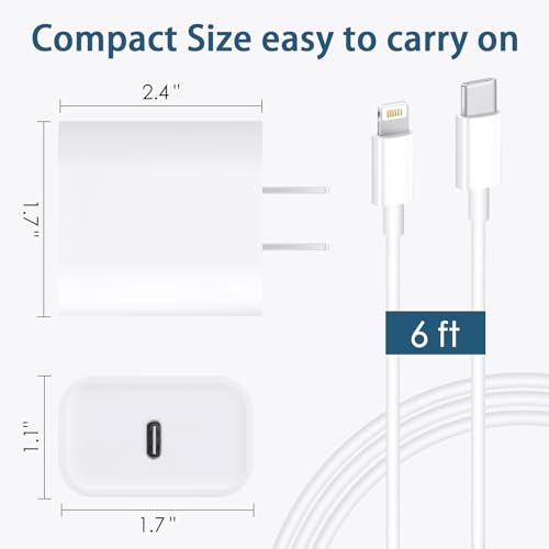 CXX iPhone 14/13/12 Charger 20W Fast Charging [MFi Certified] - color: White, size: 6FT