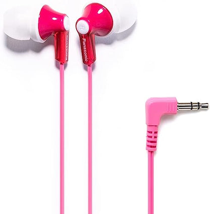 Panasonic ErgoFit Wired Earbuds, In-Ear Headphones With Dynamic Crystal-Clear Sound And Ergonomic Custom-Fit Earpieces (S/M/L), 3.5mm Jack For Phones And Laptops, No Mic - RP-HJE120-P (Pink) - color: Pink, size: S/M/L, style: No Mic