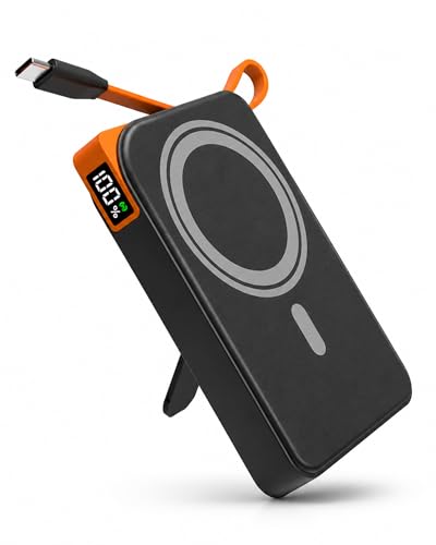 for MagSafe Battery Pack 10000mAh, Wireless Charger with Built-in Cable, USB-C Fast Charging for iPhone