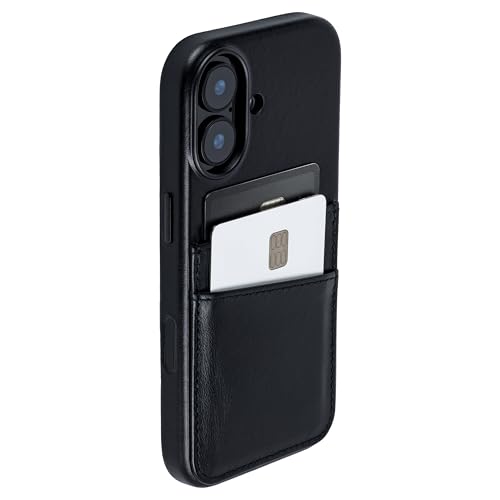 Dockem Genuine Leather Card Case for iPhone 17 with Camera Control Button and Stitched-on Wallet with 2 Holder Slots (Black, M2GL) - color: Black, size: 17