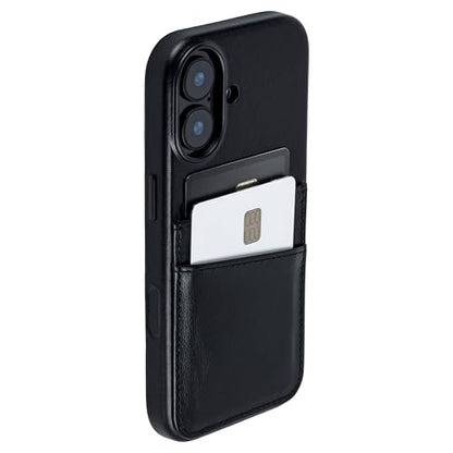 Dockem Genuine Leather Card Case for iPhone 17 with Camera Control Button and Stitched-on Wallet with 2 Holder Slots (Black, M2GL) - color: Black, size: 17