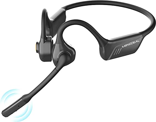 MONODEAL Bone Conduction Headphones with Mic,Open Ear Headphones Wireless Bluetooth 5.1/Mute Function/Multi-Point Capable,Air Conduction Headset with Noise Canceling Mic,for Driving Home Office