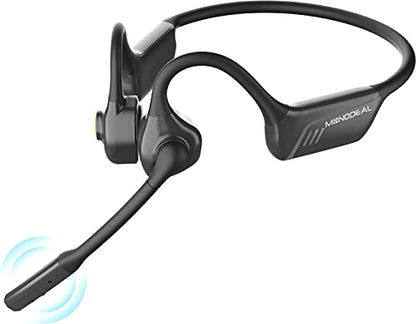 MONODEAL Bone Conduction Headphones with Mic,Open Ear Headphones Wireless Bluetooth 5.1/Mute Function/Multi-Point Capable,Air Conduction Headset with Noise Canceling Mic,for Driving Home Office